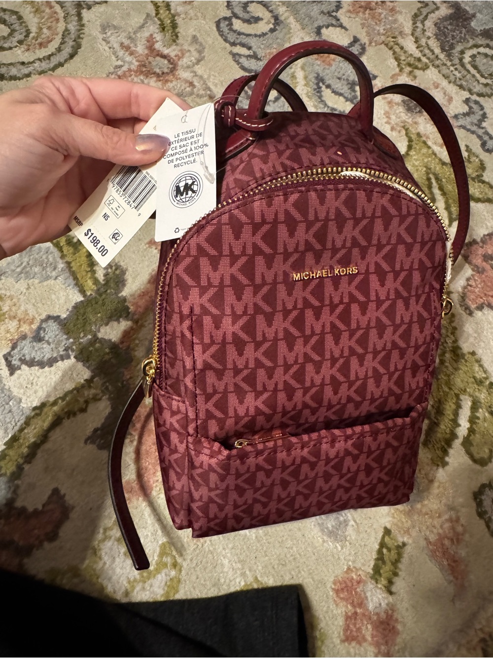 Michael Kors Sable Burgundy Mini Backpack purse - Picture 2 of 7